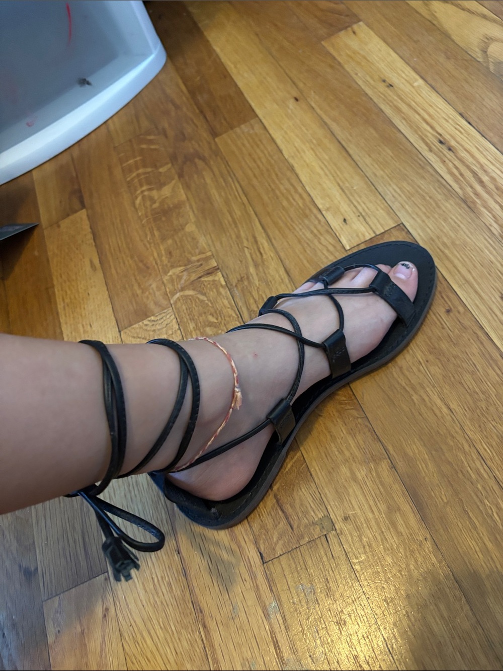 Madewell Black Lace-Up Gladiator Sandals